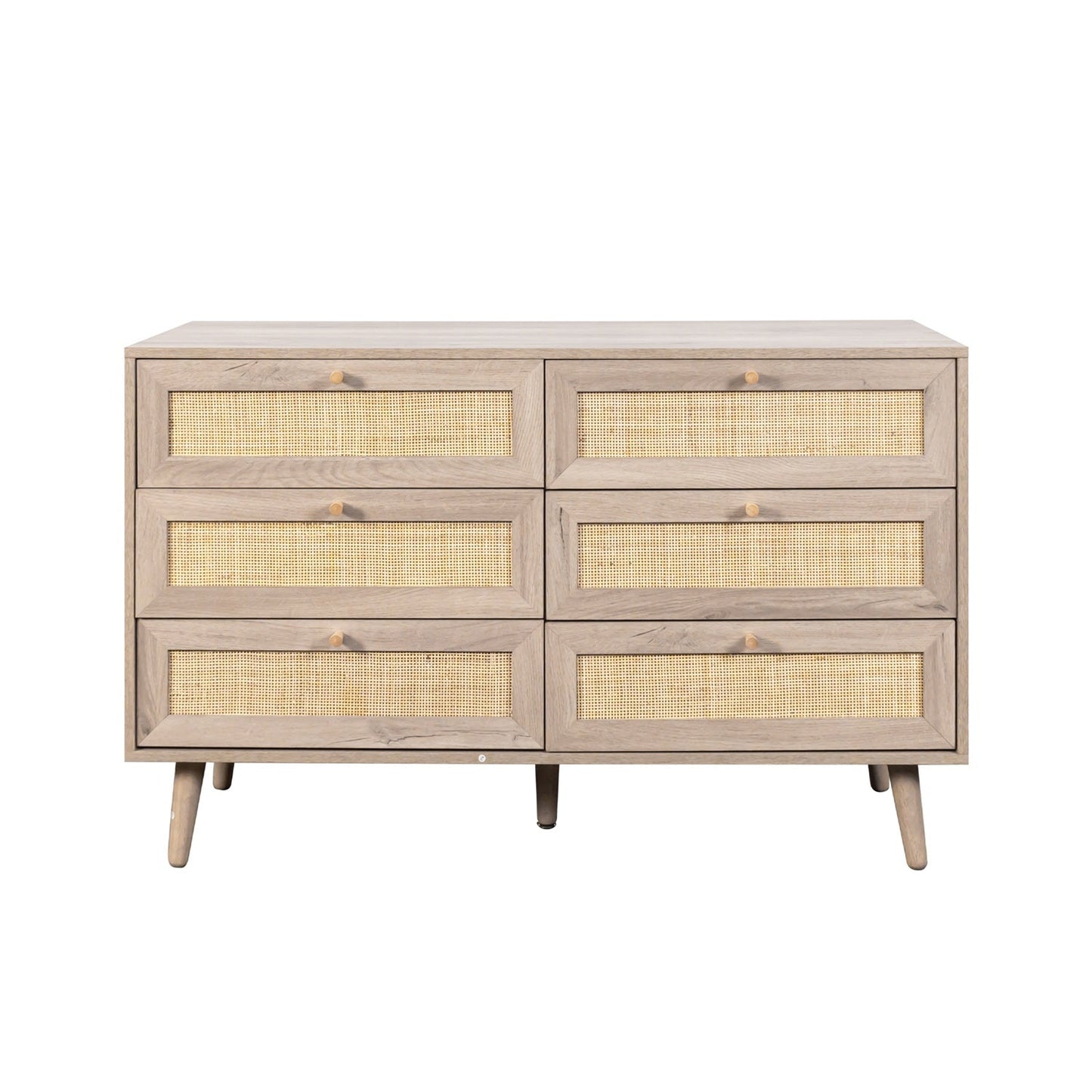 Willow Rattan Chest of 6 Drawers Oak