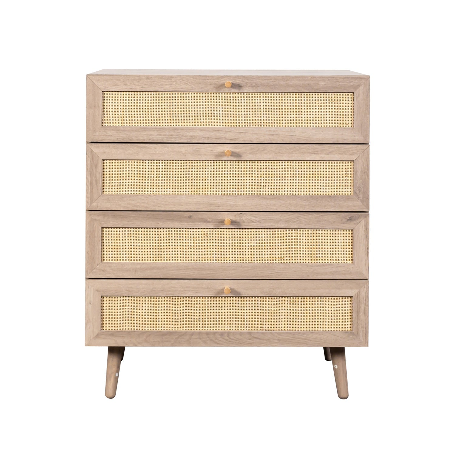 Willow Rattan Chest of 4 Drawers Oak
