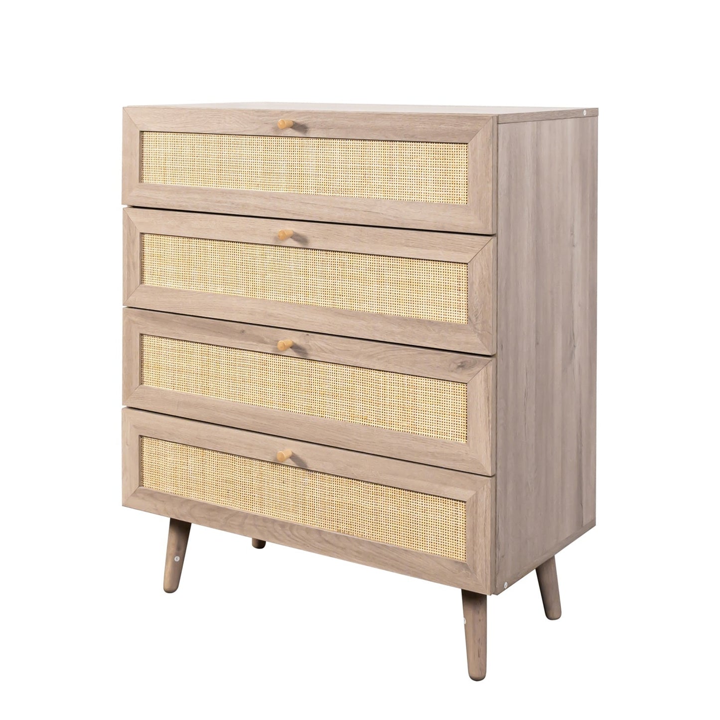 Willow Rattan Chest of 4 Drawers Oak