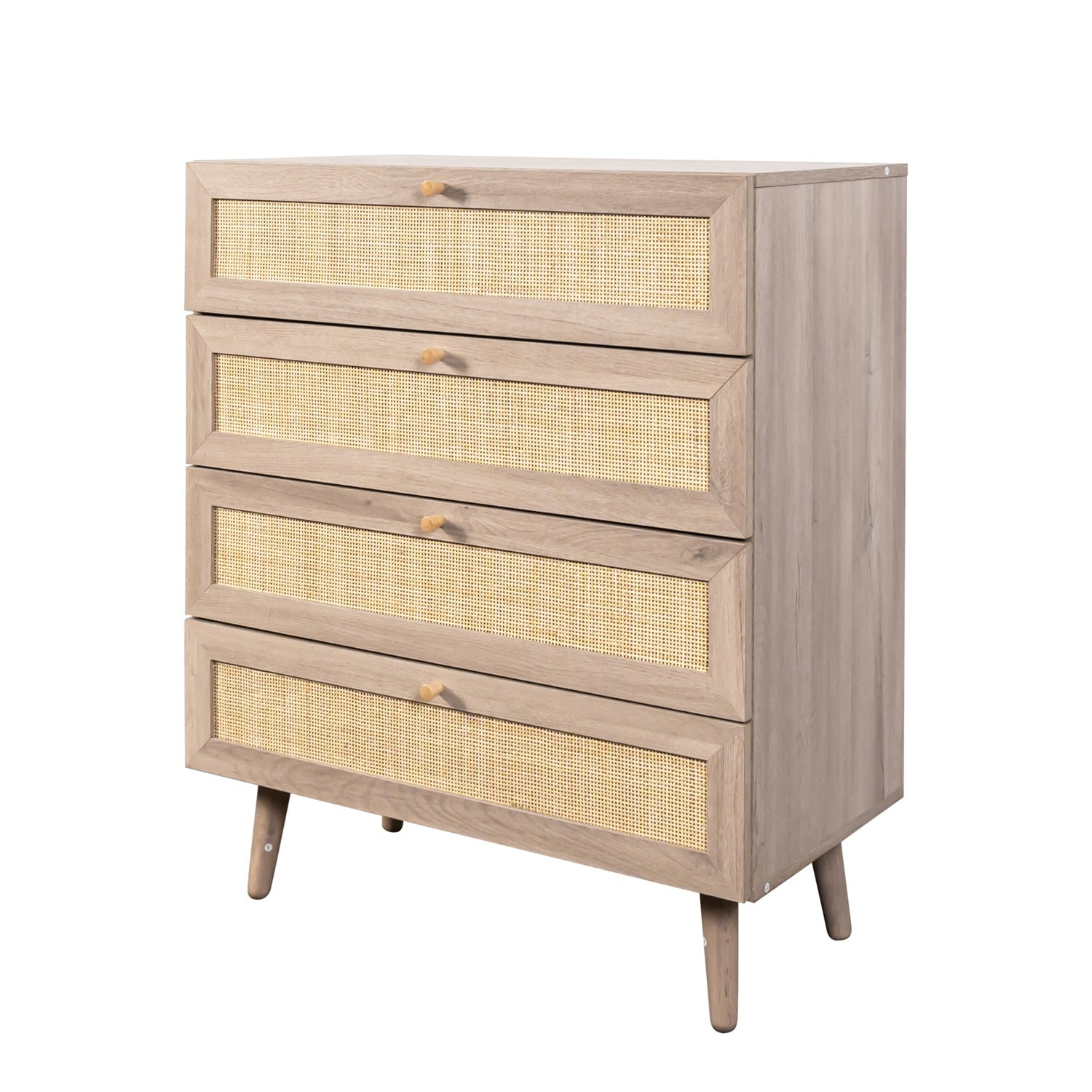 Willow Rattan Chest of 4 Drawers Oak