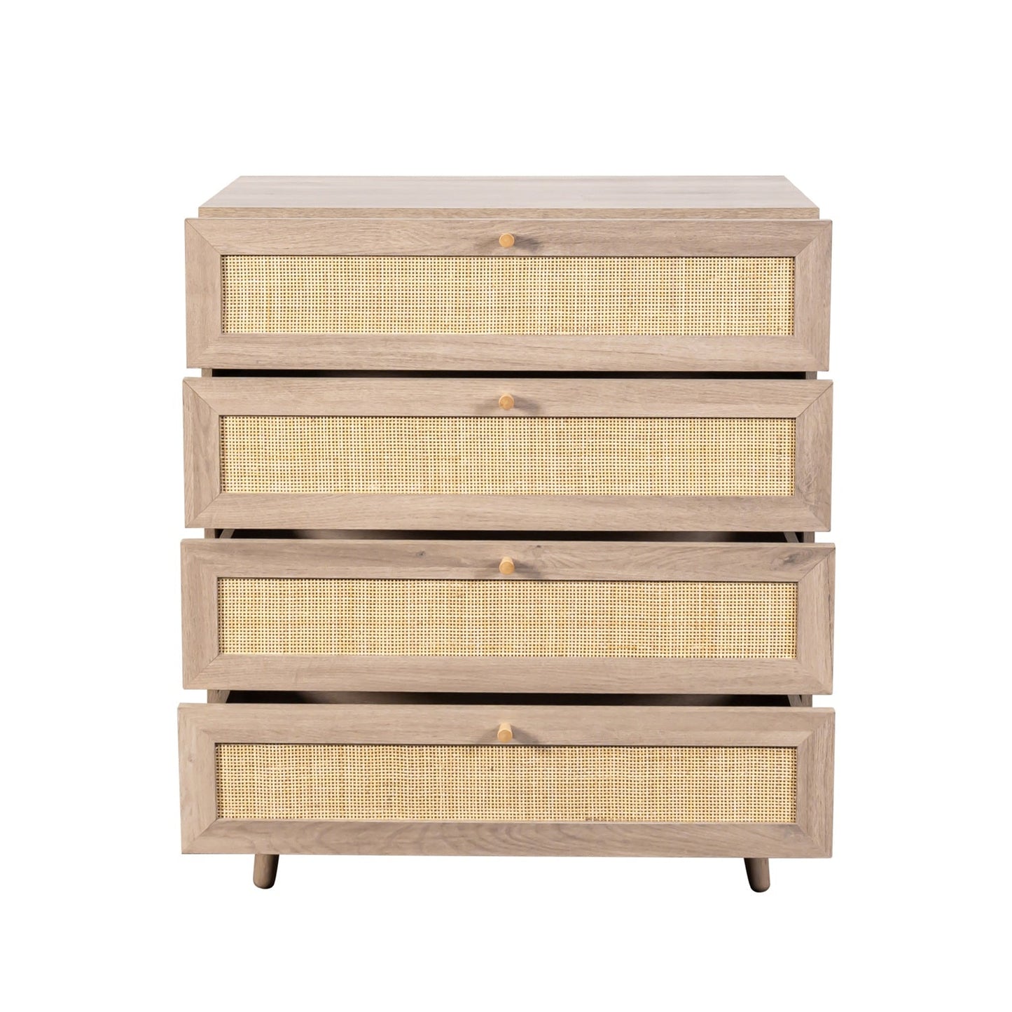 Willow Rattan Chest of 4 Drawers Oak