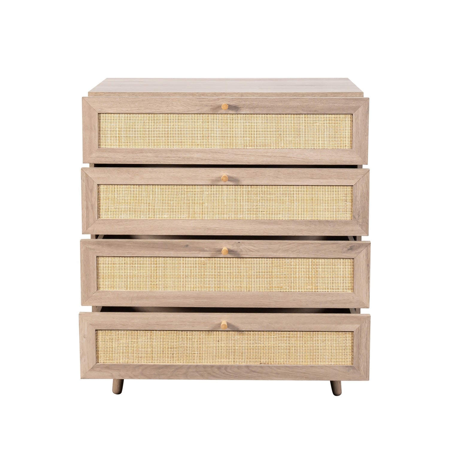 Willow Rattan Chest of 4 Drawers Oak