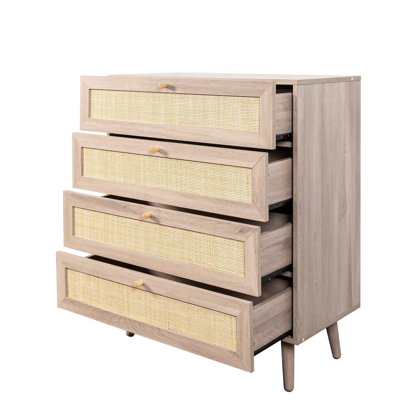 Willow Rattan Chest of 4 Drawers Oak