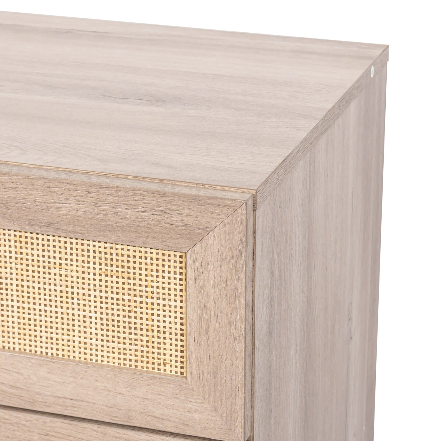 Willow Rattan Chest of 4 Drawers Oak