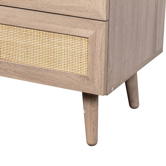 Willow Rattan Chest of 4 Drawers Oak