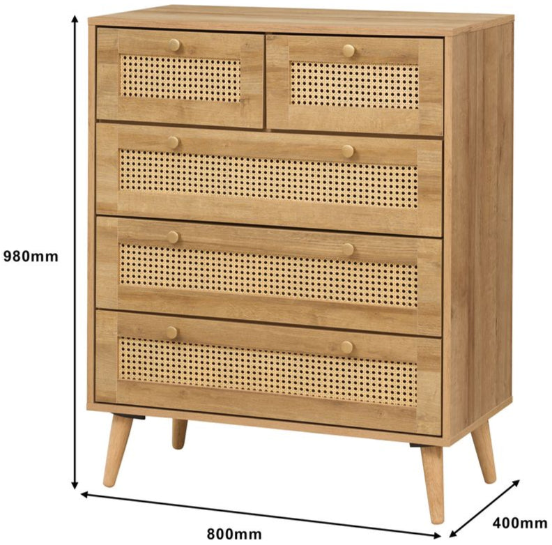 Manila Rattan 3+2 Drawer Chest