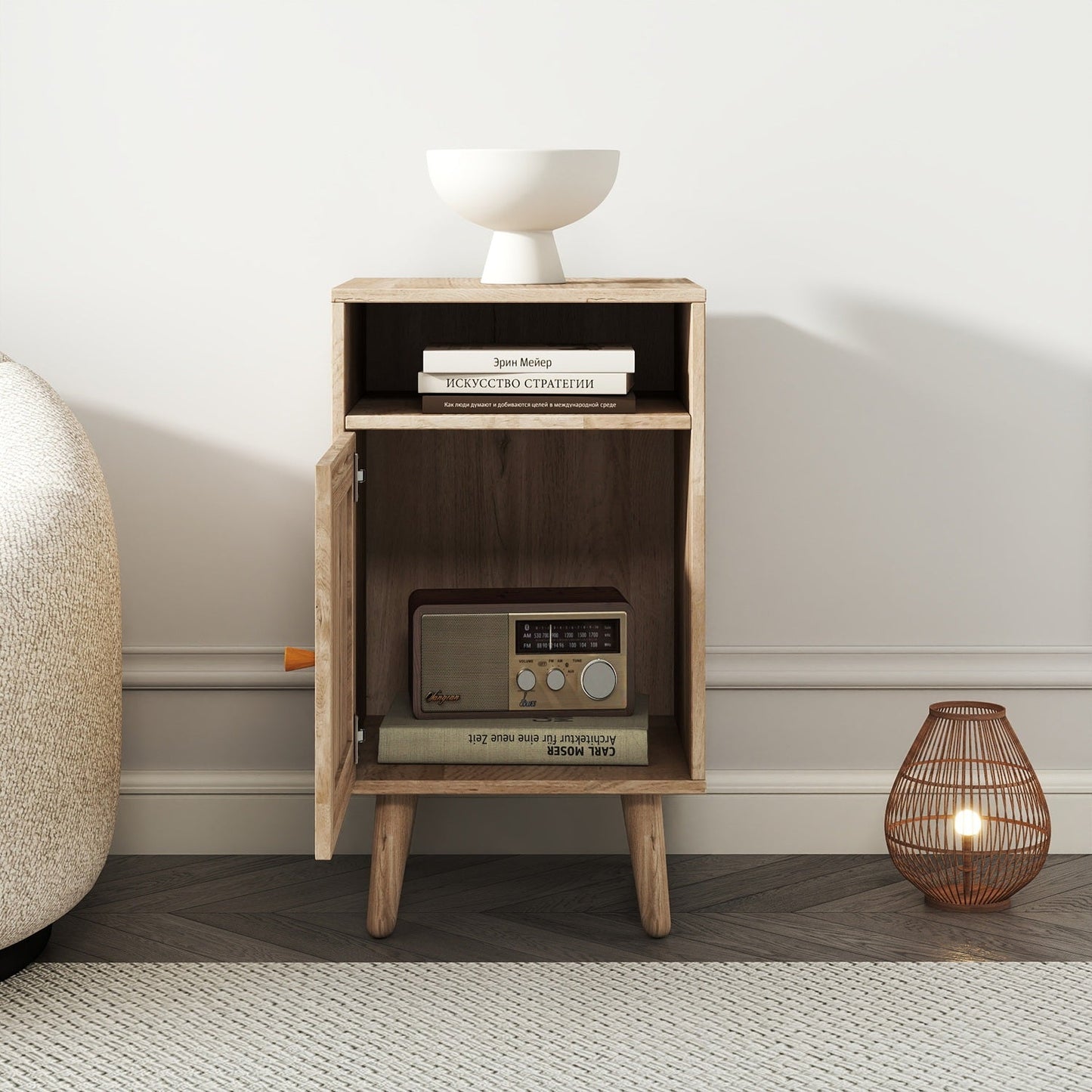 Willow Rattan 1 Door Bedside Table