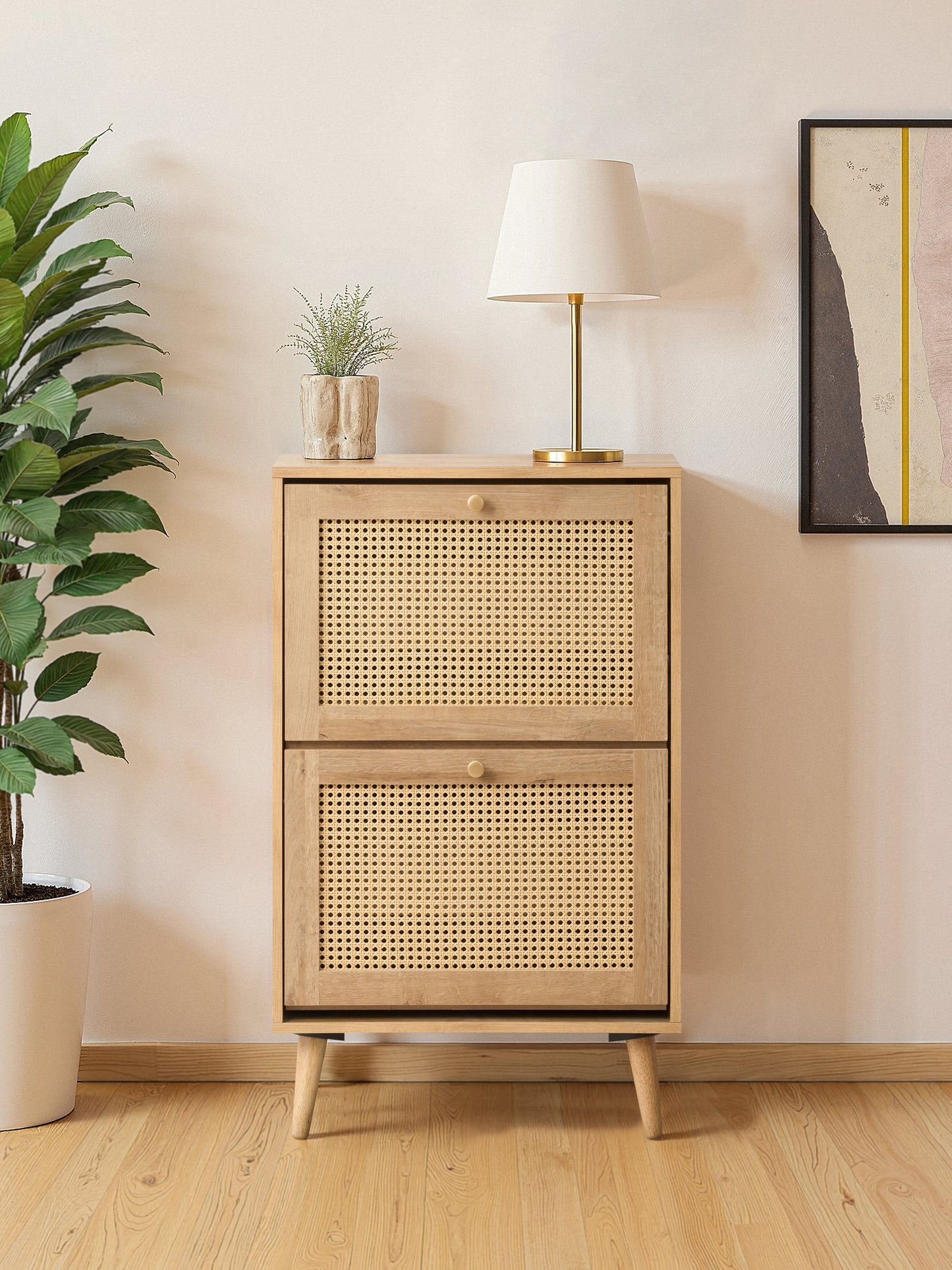 Manila Rattan 2 Door Flip Down Shoe Storage Cabinet