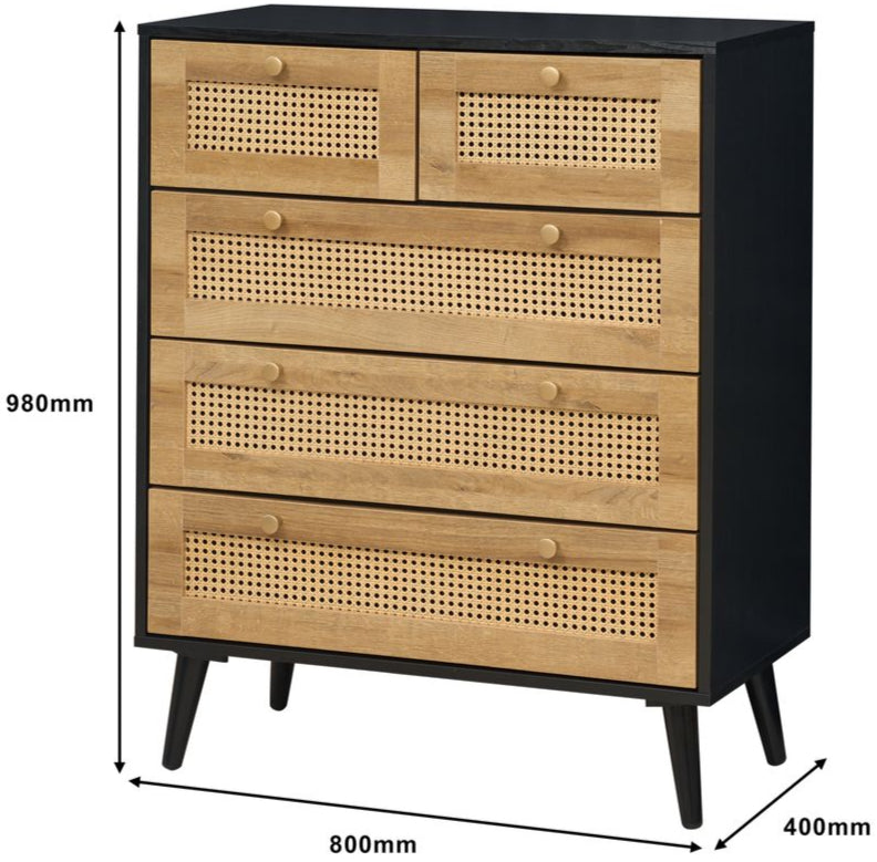 Manila Rattan 3+2 Drawer Chest