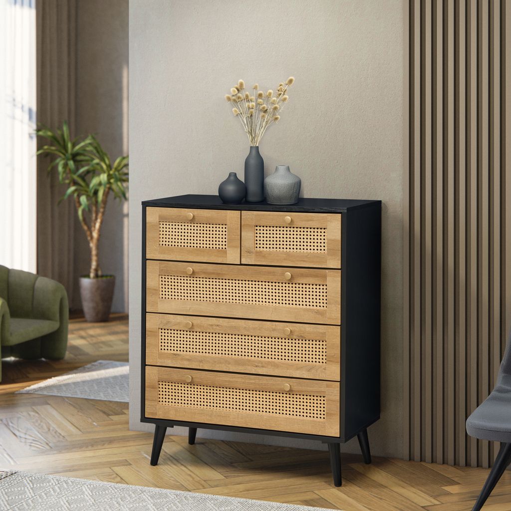 Manila Rattan 3+2 Drawer Chest