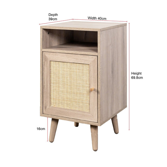 Willow Rattan 3 Piece Bedroom Set with 2 Door Wardrobe, Bedside Table & Chest of 4 Drawers