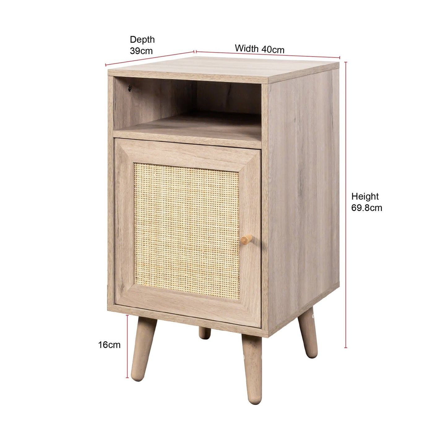 Willow Rattan 3 Piece Bedroom Set with 3 Door Wardrobe, Bedside Table & Chest of 4 Drawers