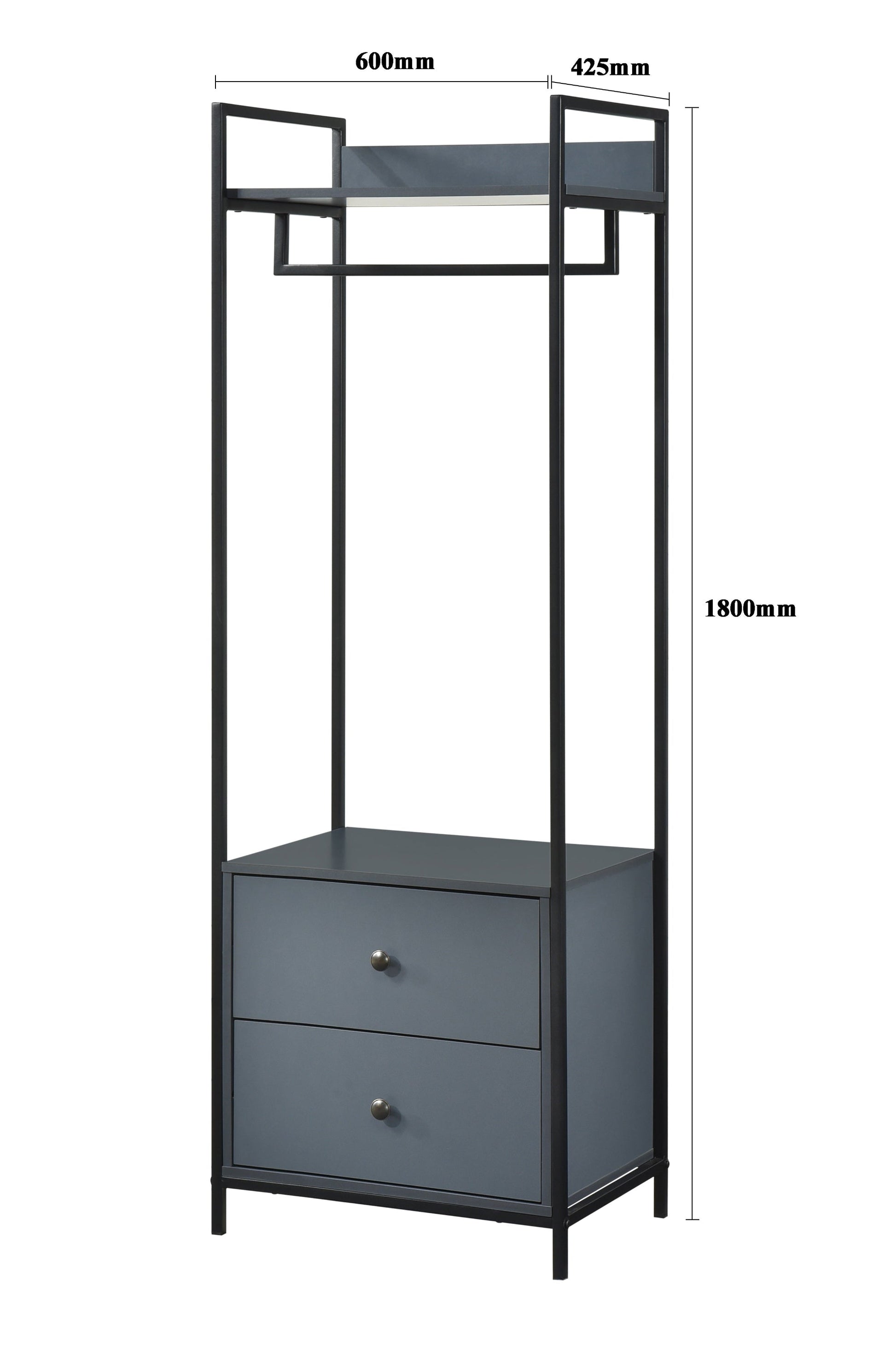 Alva Open Wardrobe with 2 Drawers - Swish Furniture