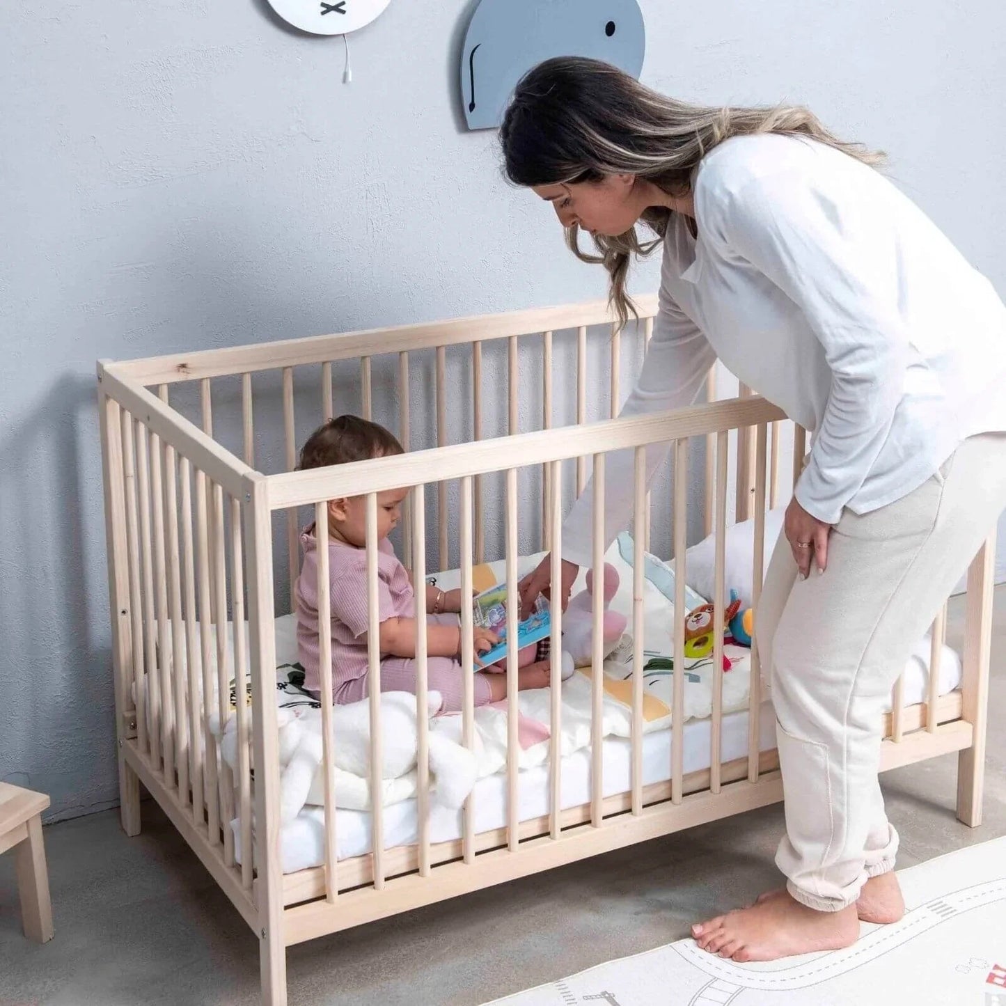 Ella Wooden Cot 120 x 60cm with Adjustable Levels - Swish Furniture
