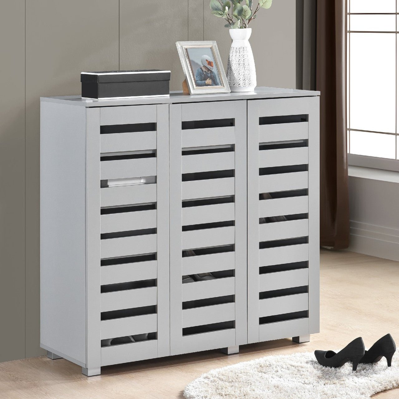 Euston Modern 3 Door Shoe Storage Cabinet - Swish Furniture