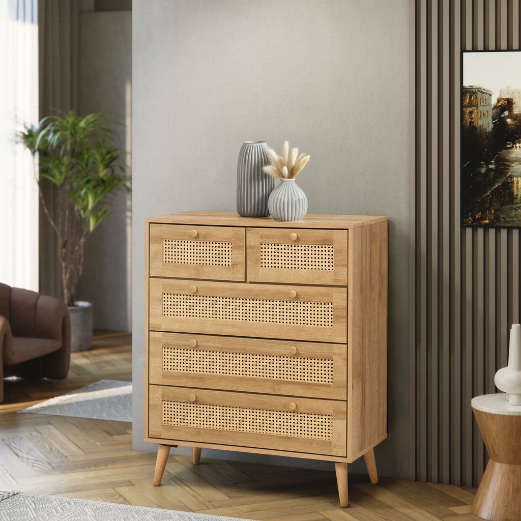 Manila Rattan 3+2 Drawer Chest