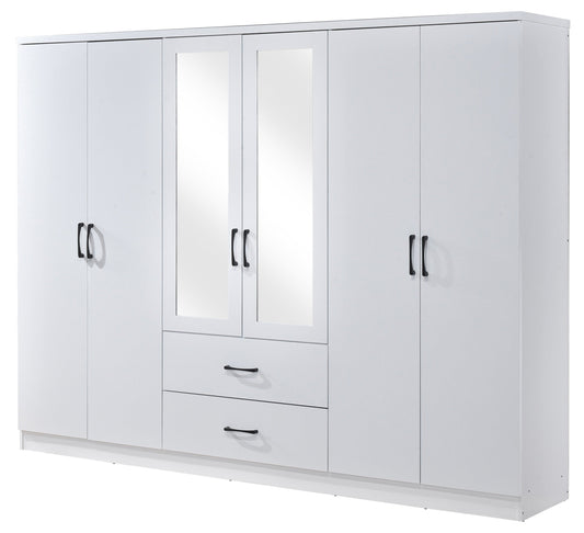 Paddington 6 Door 2 Drawer Mirrored Wardrobe - Swish Furniture