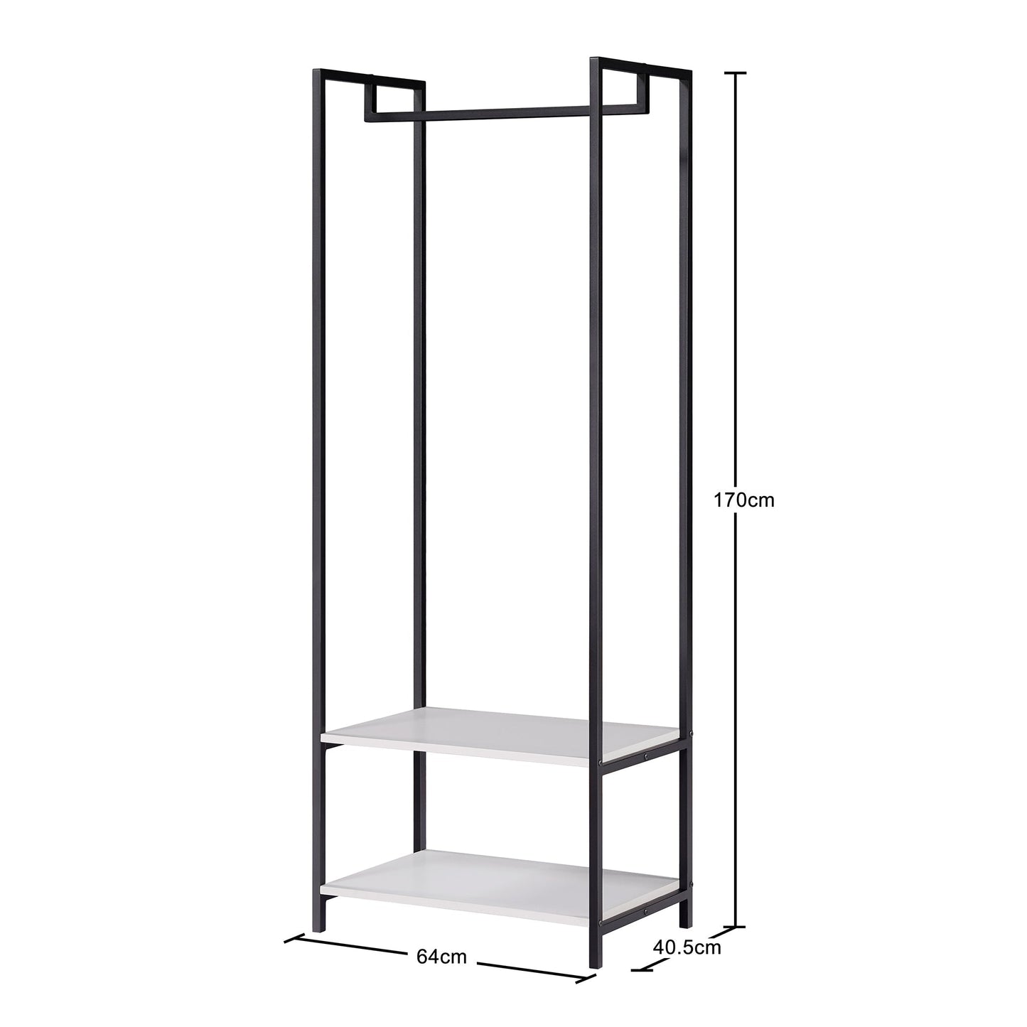Scala Open Wardrobe with 2 Shelves - Swish Furniture