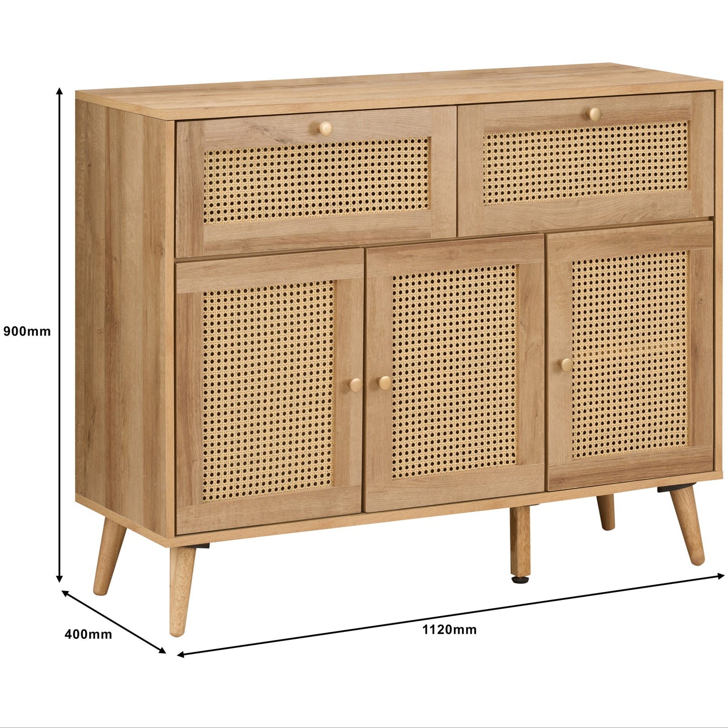 Manila Rattan 2 Drawer 3 Door Sideboard