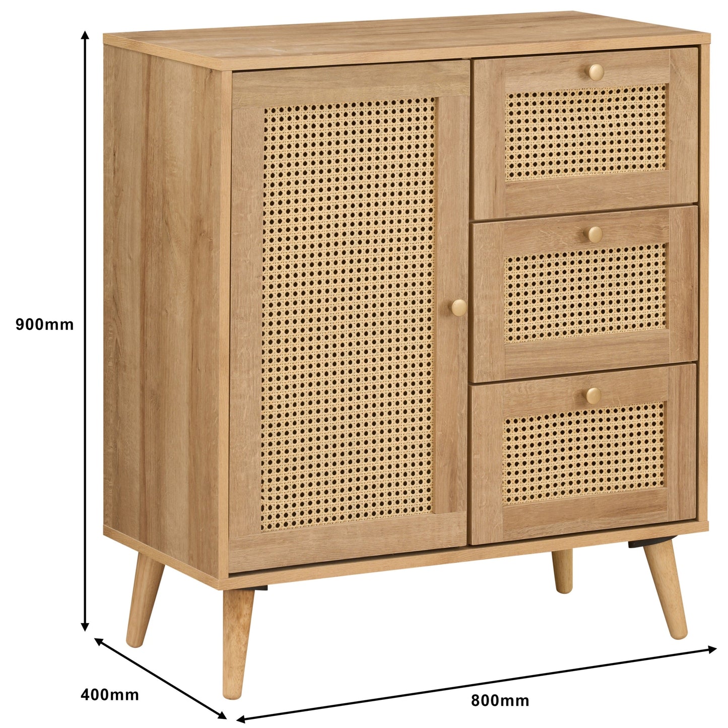 Manila Rattan Compact 1 Door 3 Drawer Sideboard