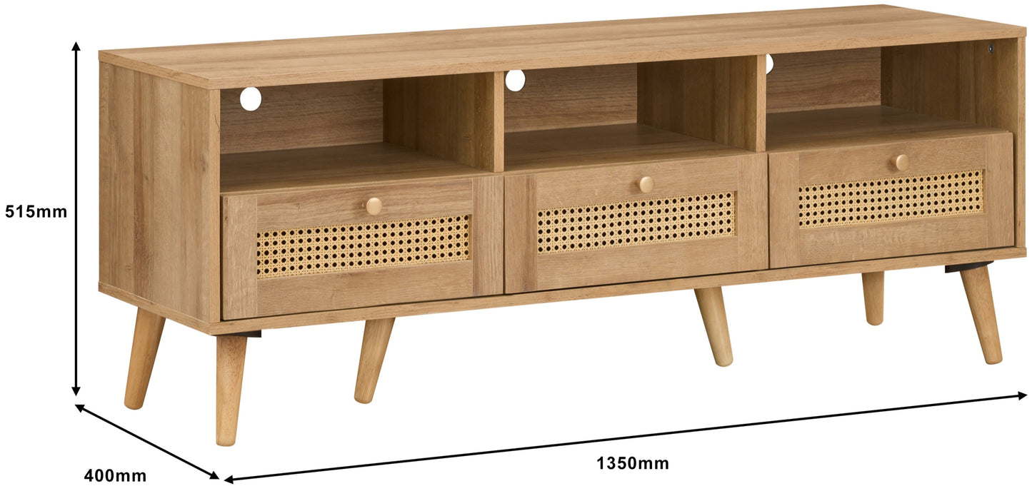 Manila Rattan 3 Drawer TV Unit