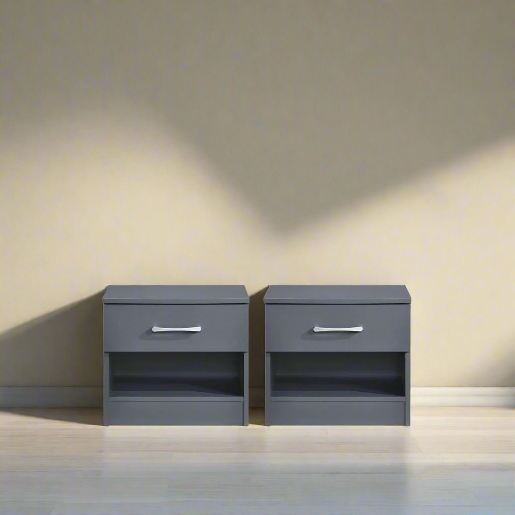Pair of Highbury 1 Drawer Open Shelf Bedside Tables - Swish Furniture
